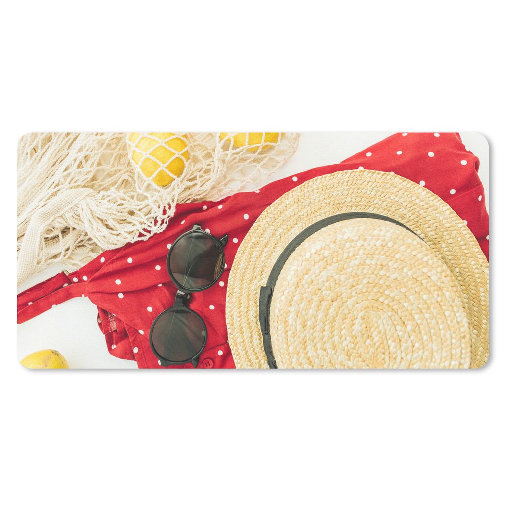 MuchoWow Mauspad Mousepad Sommer - Zitrone - Hut 60x30 cm - Mousepads - Maus Mat - Pad - Mausunterlage - Nachhaltig