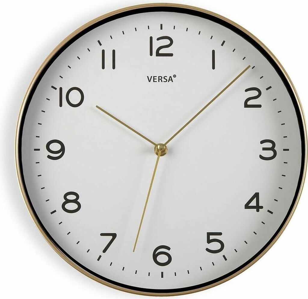 Wanduhr versa weiß vergoldeter Quarz 30,5 x 4,3 x 30,5 cm