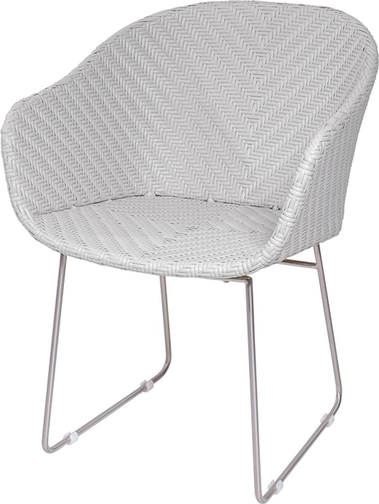 GARLAND Poly Rattan Gartensessel Monza Edelstahl Gartenstuhl Armlehne Wetterfest Garten Sessel Stuhl Gartenmöbel - Weiß PL11