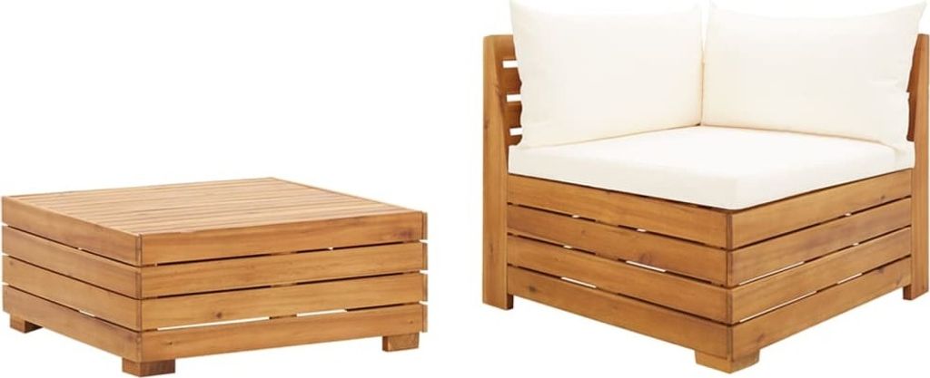 "2026 Promotion" 2-tlg. Garten-Lounge-Set mit Kissen Massivholz Akazie - Gartenstühle CC9509