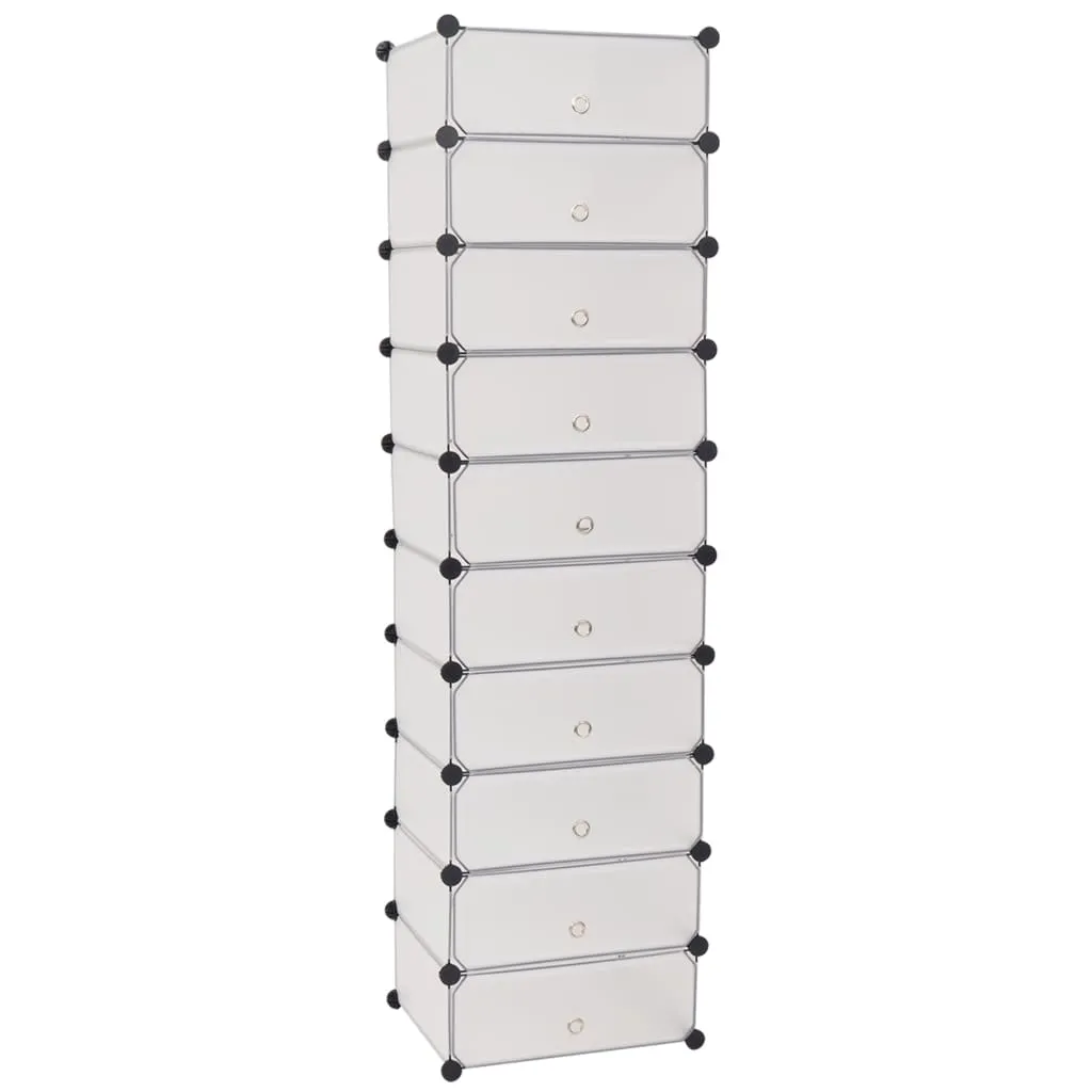 Meuble à chaussures 10 compartiments blanc design pliable compact - 3
