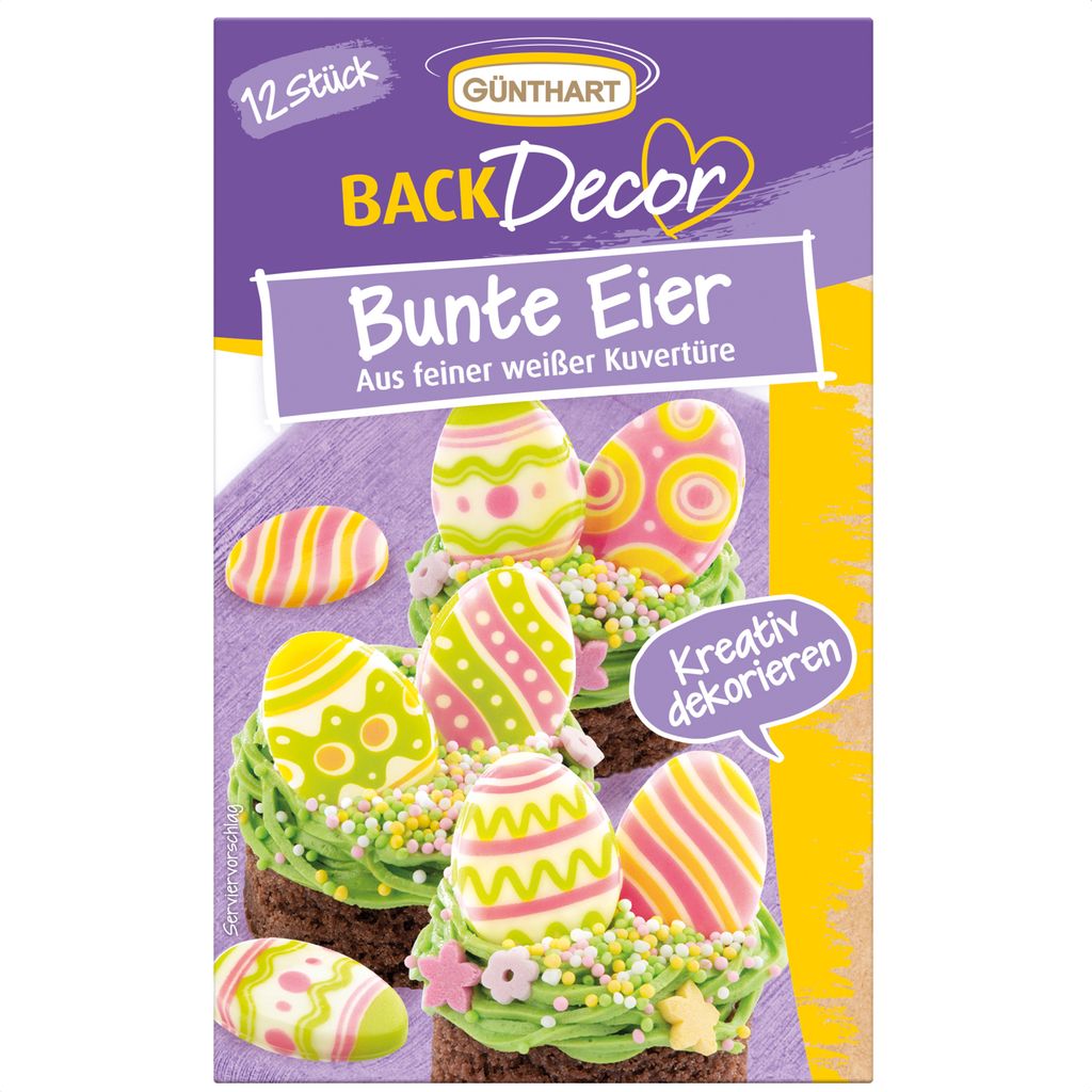 BackDecor Bunte Eier aus weißer Schokolade Produktbild 