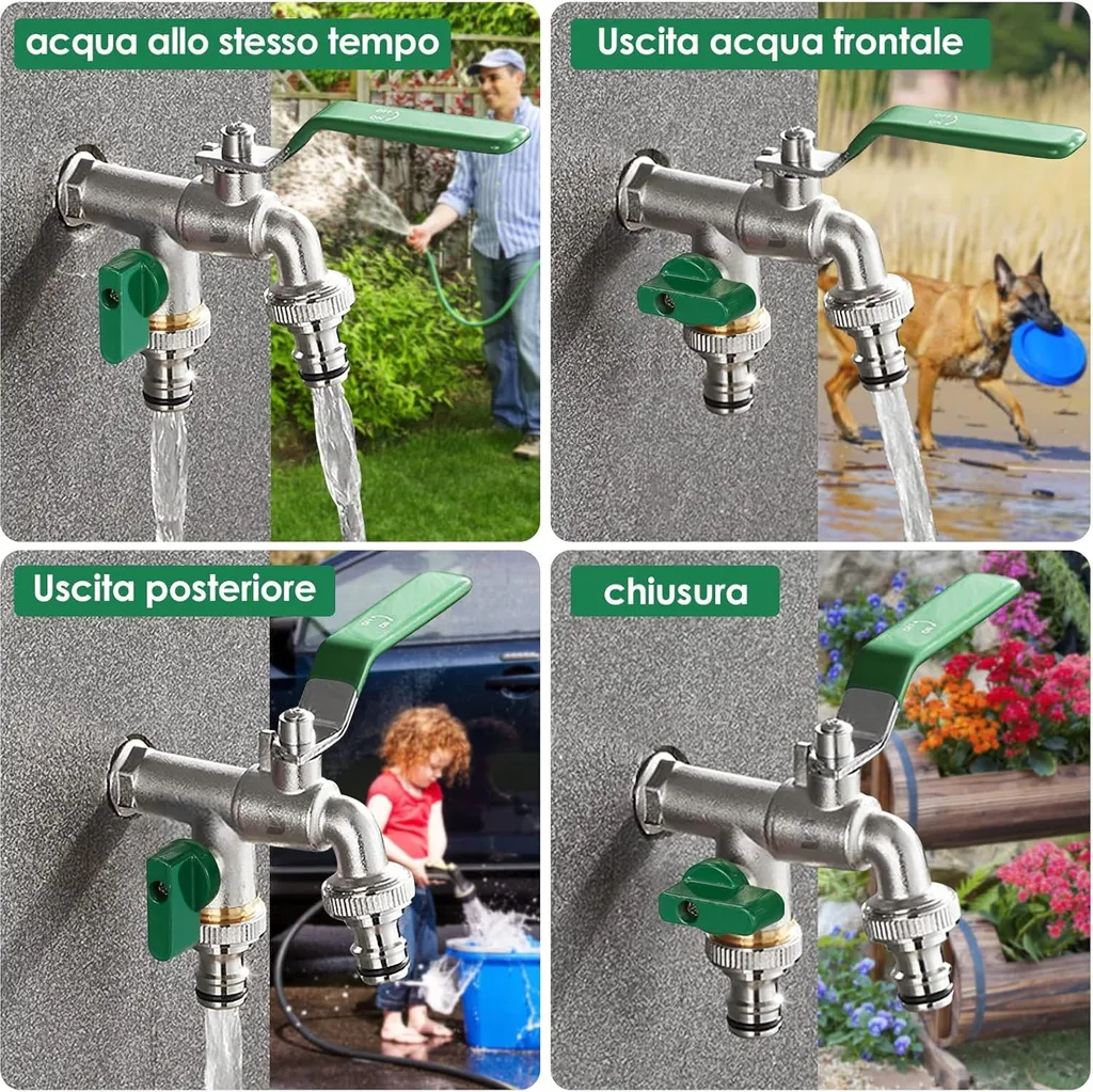 Robinet de jardin en laiton résistant à la rouille avec 2 raccords Pro