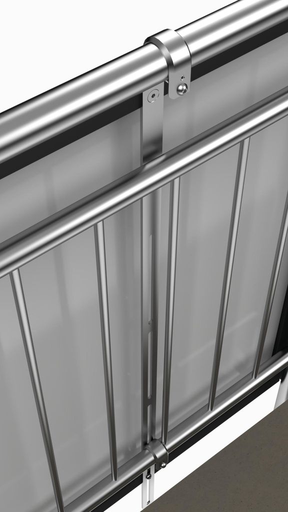 Solarhalter 33,7 mm für Edelstahlhandläufe – Balkon & Zaun PV-Module bis 1150mm | FlexAD