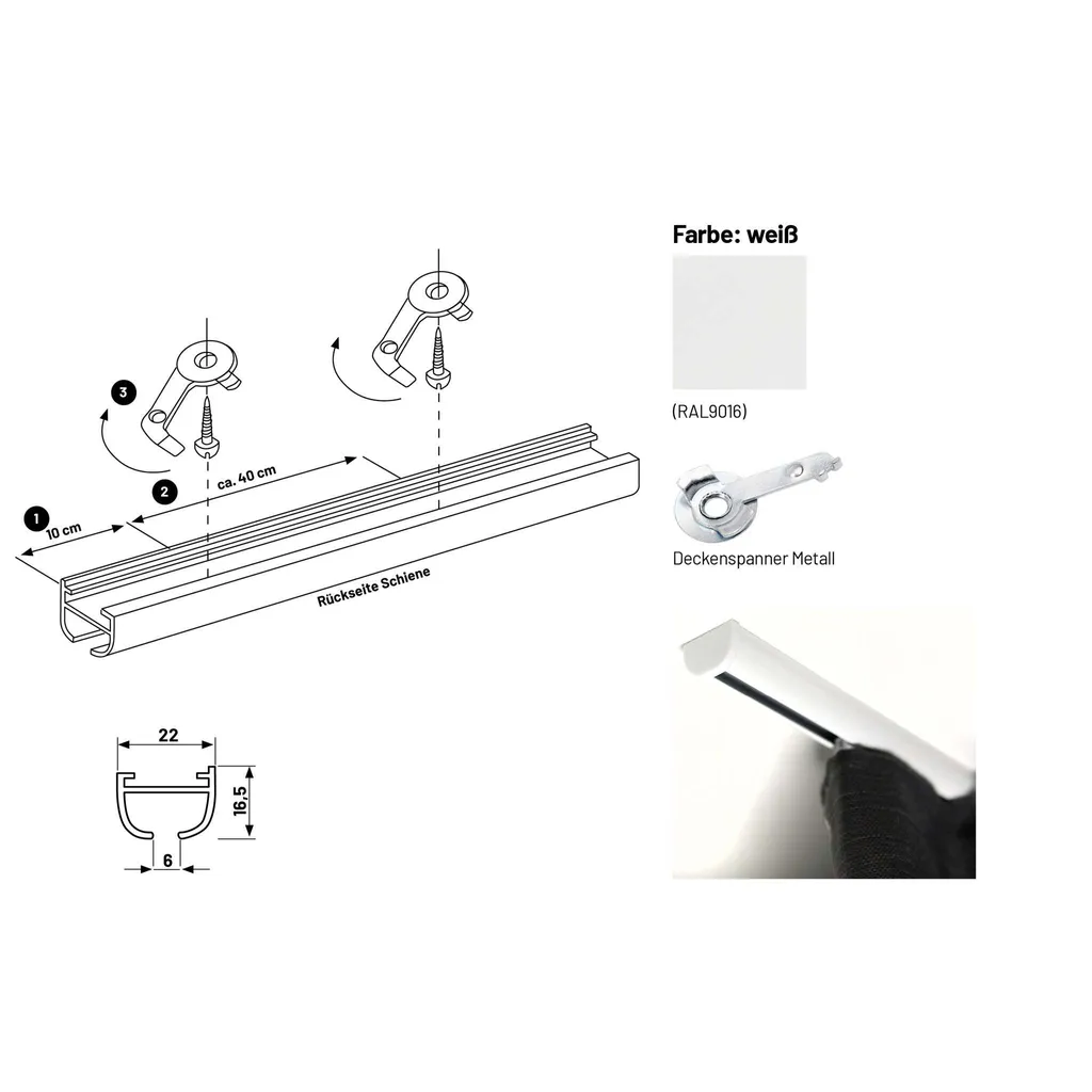 Binario Tenda Alluminio Bianco 100cm | Robusto e Professionale - 2