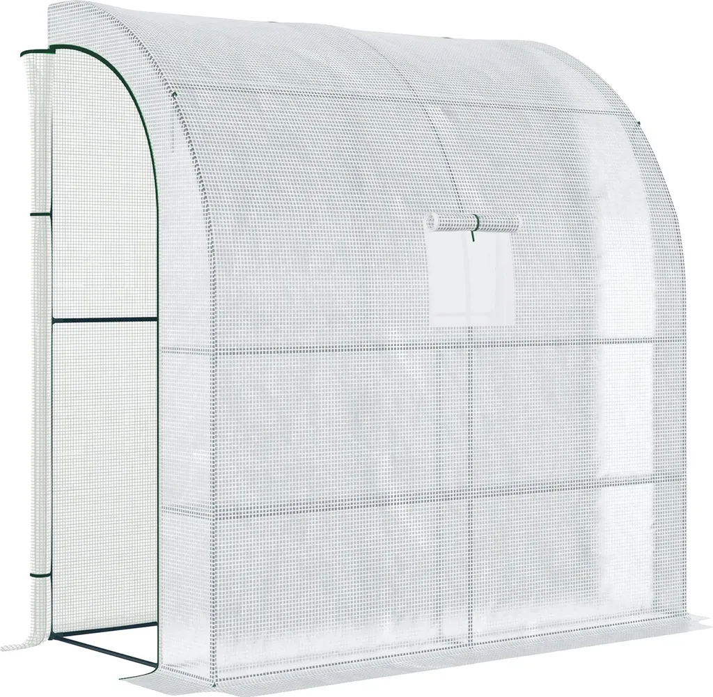 Serre de jardin 200x100x215 cm étanche avec structure métal blanc
