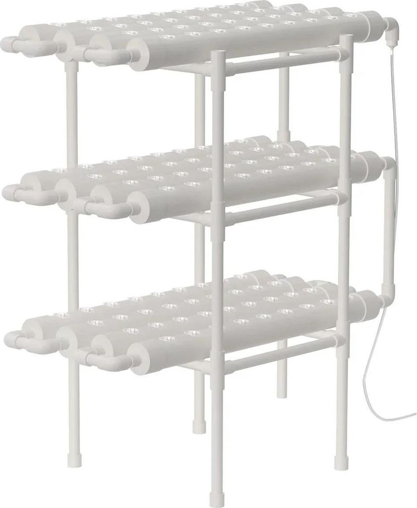 Hydroponik System - Anzuchtset - 3 Ebenen - 108 Pflanzplätze - Für Balkon, Garten, Dachterrasse - Weiß