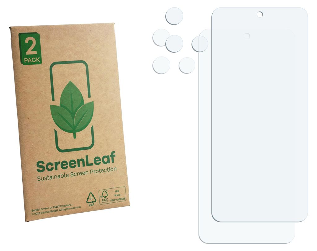 2x ScreenLeaf Schutzfolie für Motorola Moto G17 (Display+Kamera) nachhaltiger Displayschutz Display Schutz Folie Klar Transparent