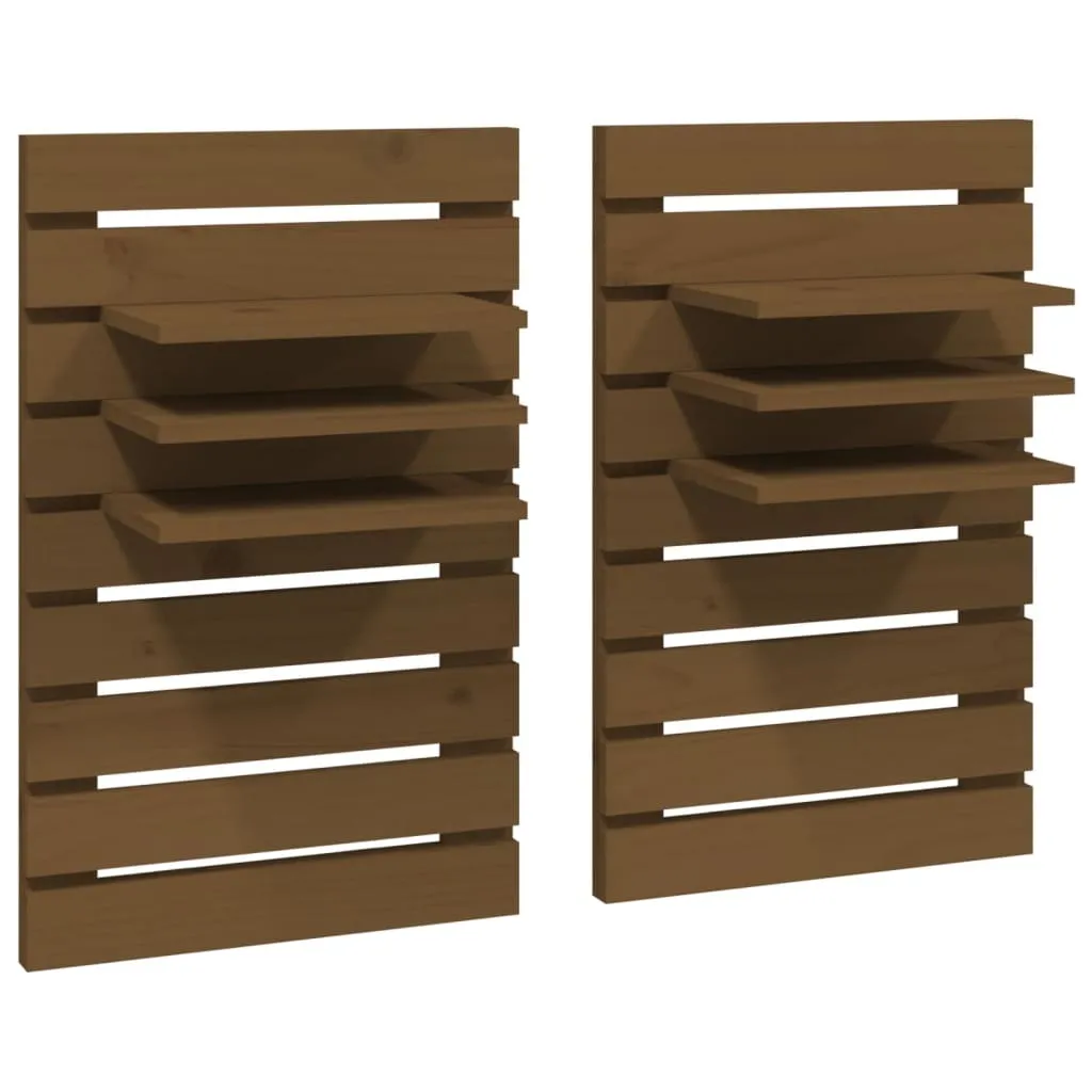 Set 2 Comodini Parete Pino Massiccio Miele | Arredo Camera Guest-Ready