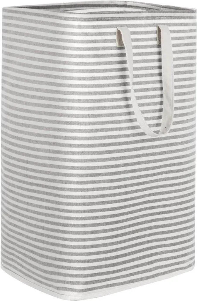 Panier à linge pliable 80 L gris avec longues poignées renforcées