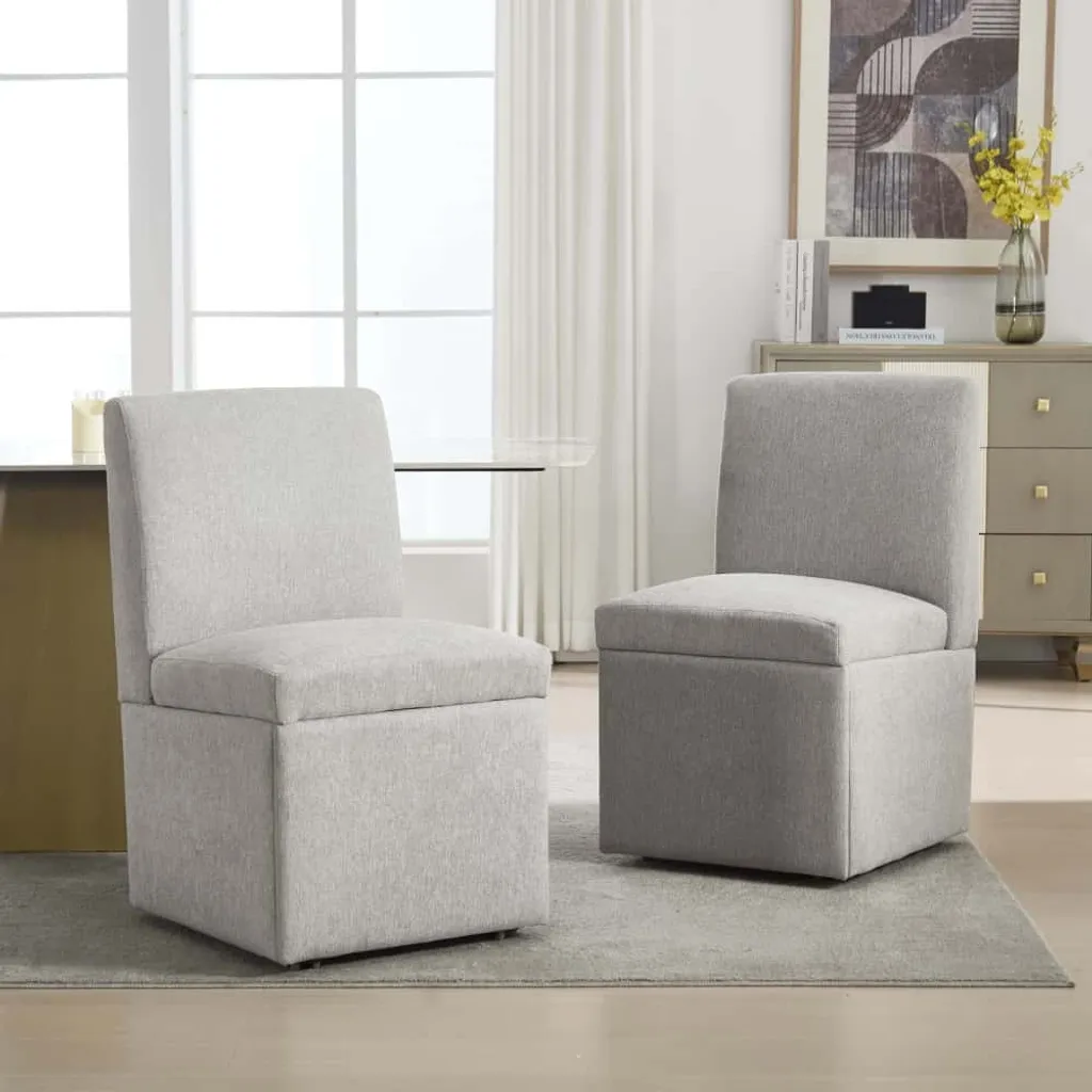 Chaise pivotante en tissu gris clair pour salon et séjour (Set de 2)
