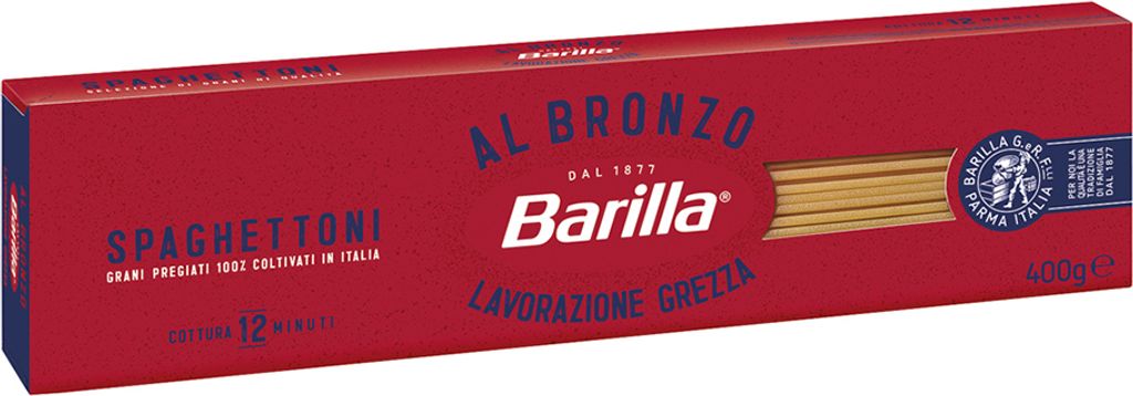 24x Pasta Barilla - BRONZO - Spaghettoni - 400g - Aus Bronze gezogene Italienische Nudeln