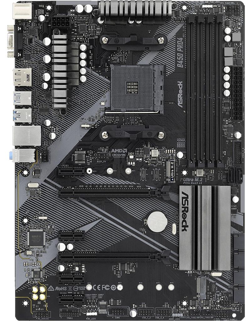 Asrock B450 Pro4 R2.0, AMD, Sockel AM4, AMD Athlon, AMD Produktbild 