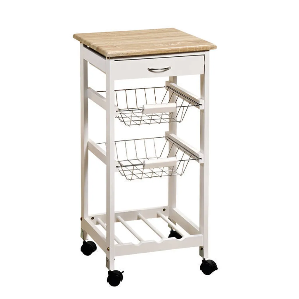 Kesper 25814: Carrello Cucina Bianco con Ruote e Cassetto - 77x36 cm