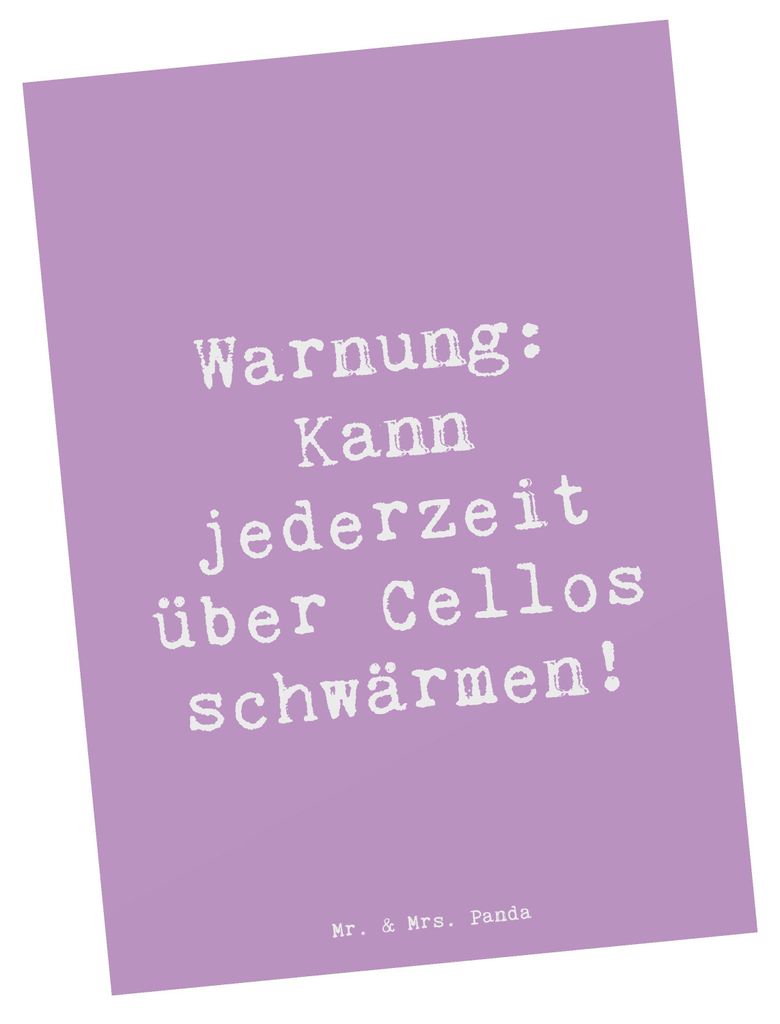 Mr. & Mrs. Panda Postkarte Spruch Cello Schwärmerei - Produktbild 