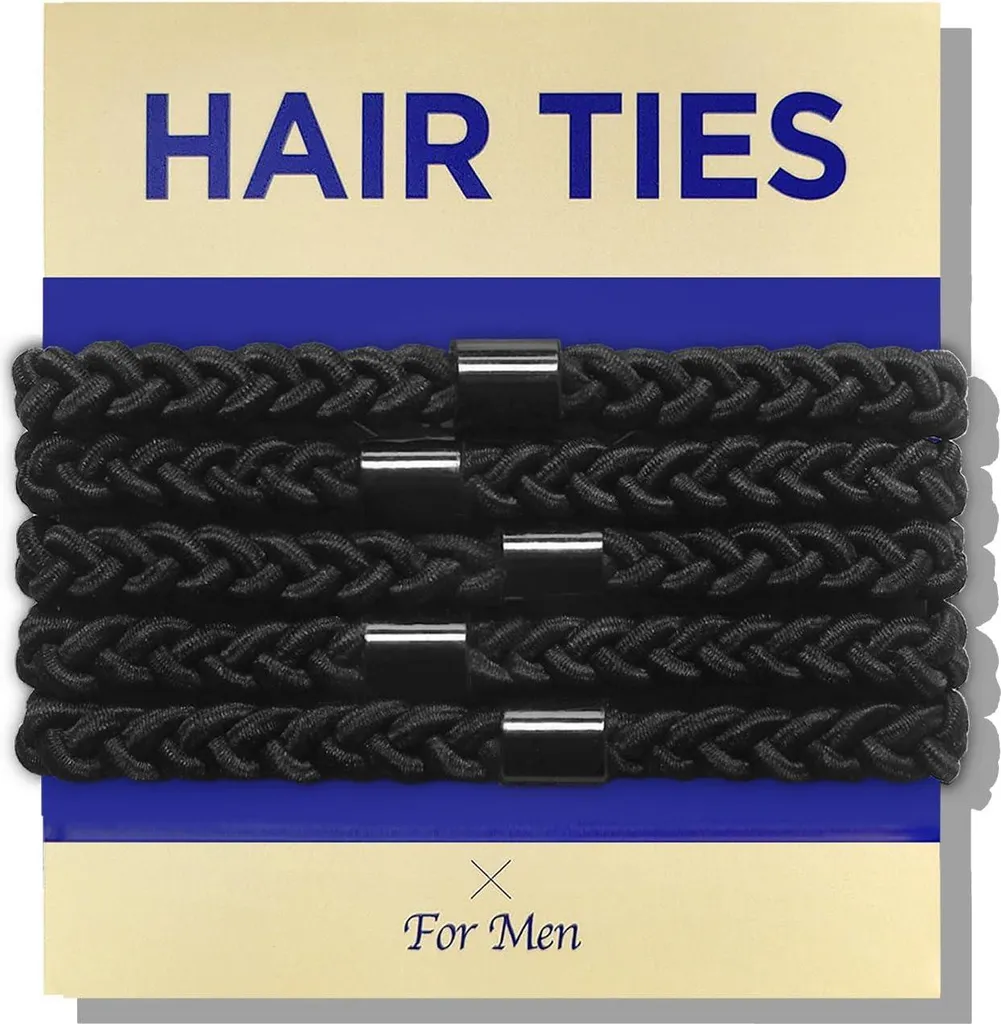 Lot de 5 Chouchous Tressés Homme Noir - Accessoire Cheveux Haute Qualité