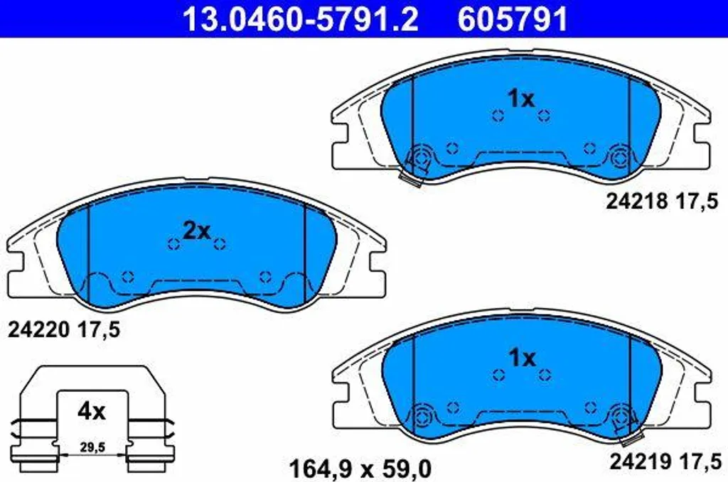 ATE 13.0460-5791.2 Jeu de Plaquettes de Frein à Disque pour Cerato