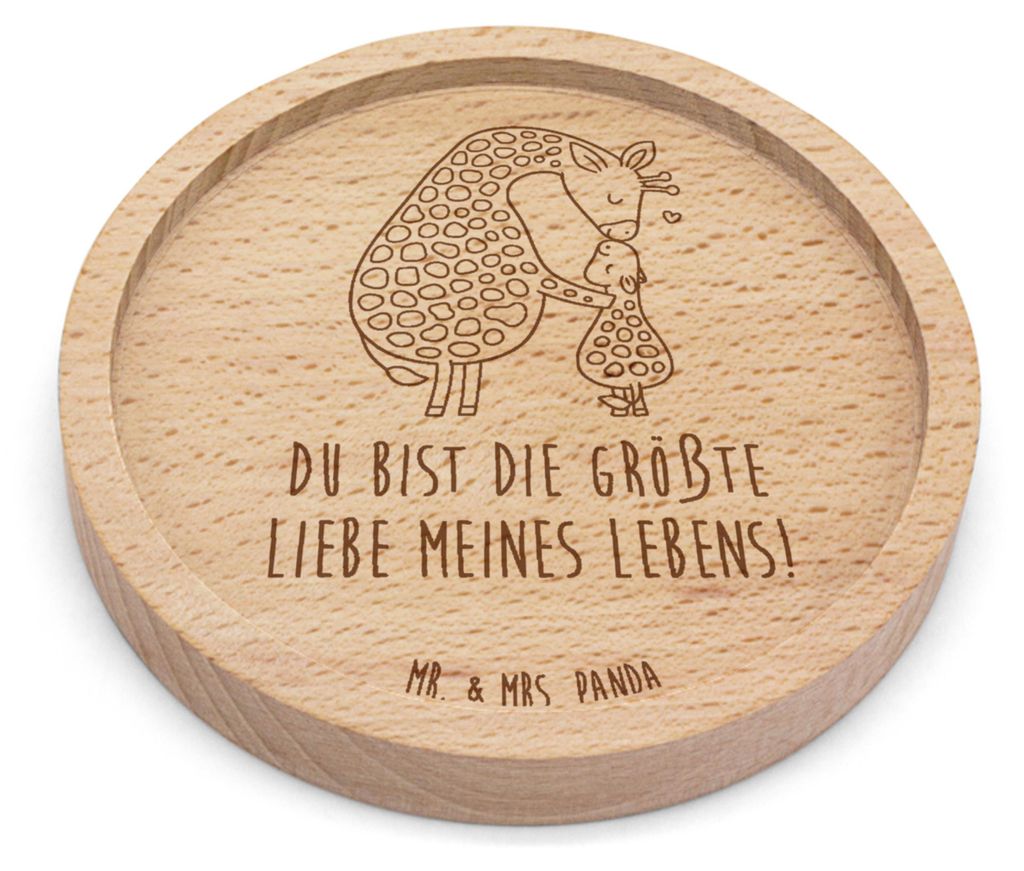 Mr. & Mrs. Panda Tassenuntersetzer Giraffe Kind - Transparent - Geschenk, Tochter, Bierdeckel, Lieblingsmensch, Afrika, Glasuntersetzer Holz, Getr...