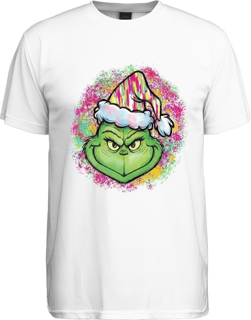 Grinch grimmig Weihnachtsgeschenk bunter Nikolaushut Retro Herren T-Shirt, Weiß, XXL