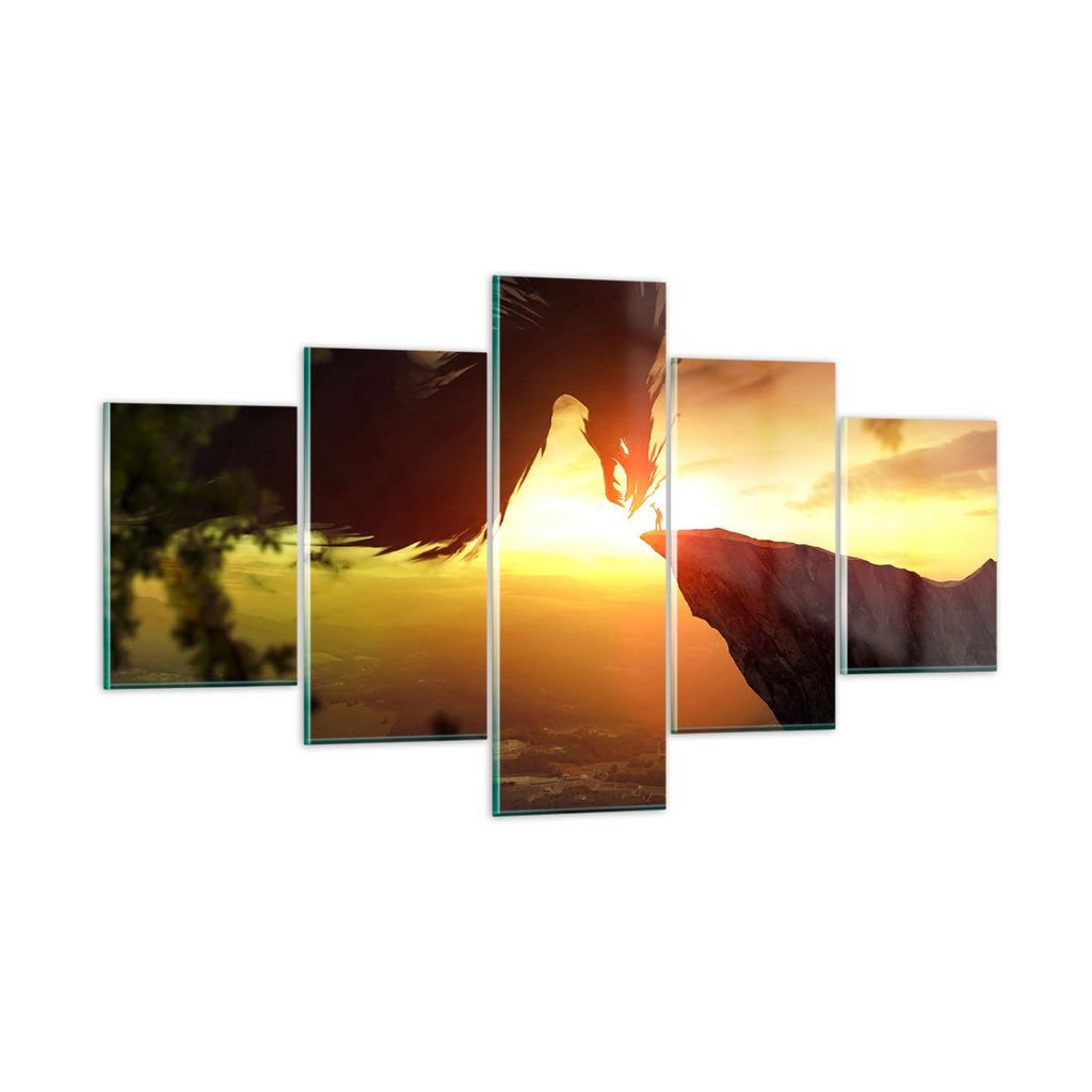 Bilder auf glas - Drache Rock Kreatur - 125x70cm - Glasbilder - Wandbilder - Kunstdruck - zum Aufhängen bereit - Wanddekoration aus Glas - Glas Bi...