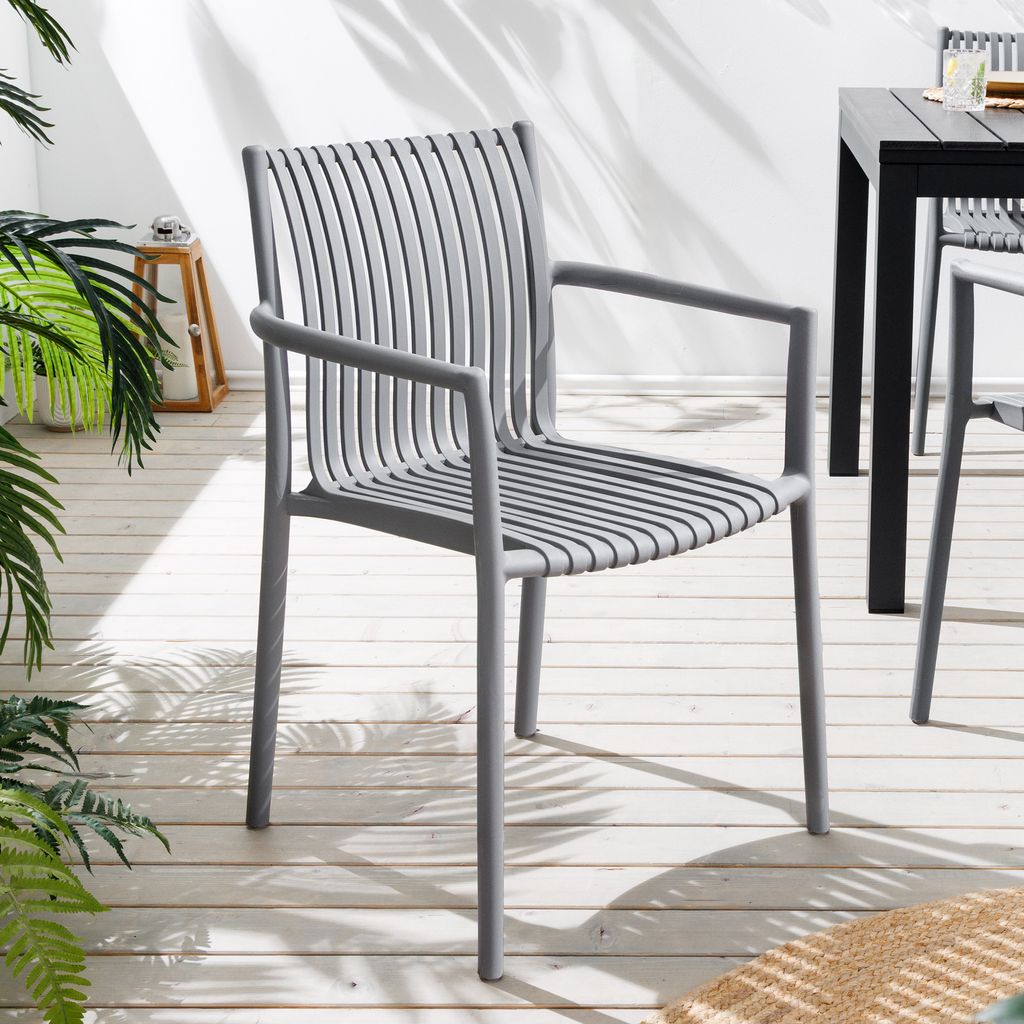riess-ambiente In- und Outdoor Stuhl STUDIO ITALIA anthrazit stapelbar wetterfest Gartenstuhl Balkonstuhl