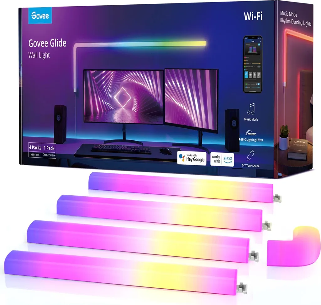 Applique murale Govee Glide (4+1) idéale pour setup gaming et bureau