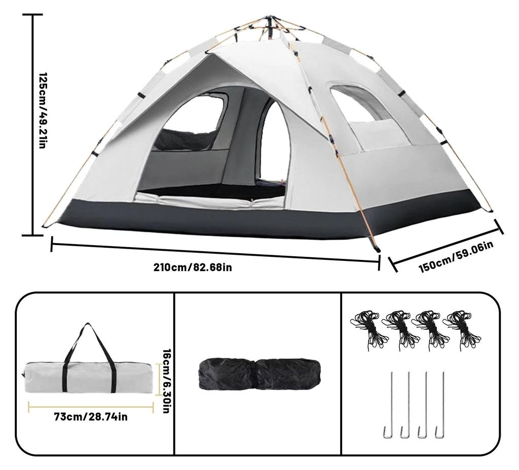 Campingzelt, Automatisches Öffnen, Doppelte Türen, S22