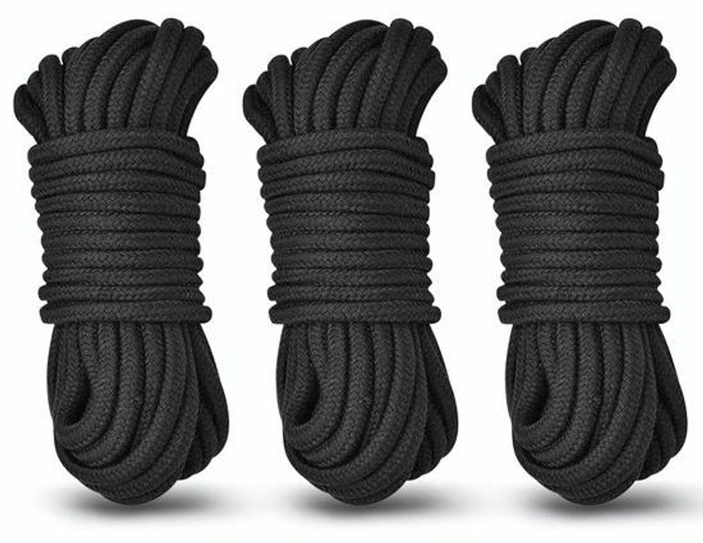 Paracord-Touw aus Polyester, 8 mm, 3 x 10 m, schwarz