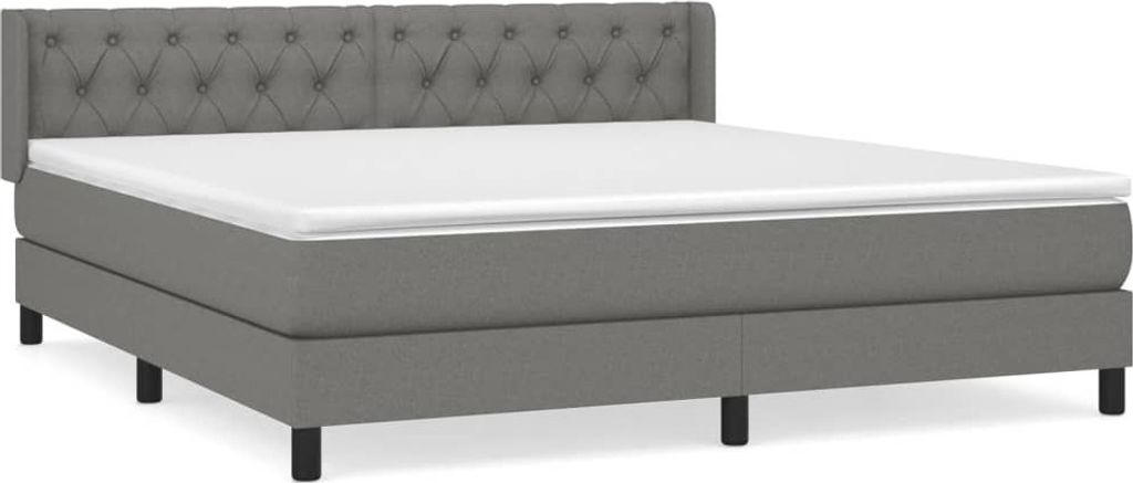 Boxspringbett mit Matratze Dunkelgrau 160x200 cm Stoff