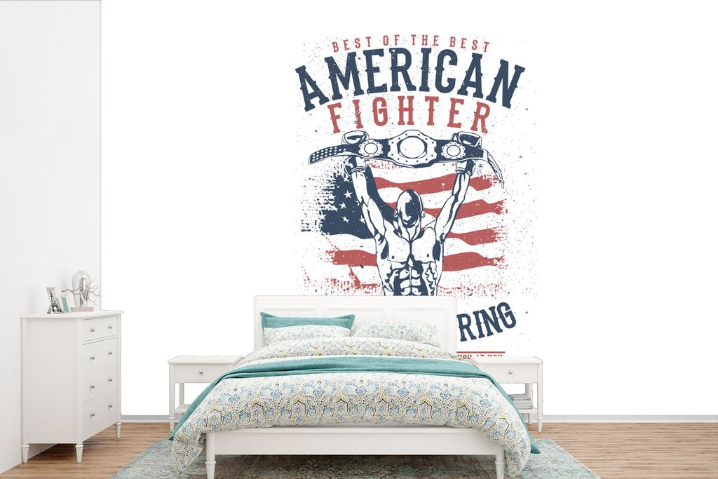 MuchoWow Fototapete für Wohnzimmer oder Schlafzimmer Wandtapete Vinyl Motivtapete Mancave - Boxen - Amerika - Altmodisch - 600x400 cm - Vinyltap...