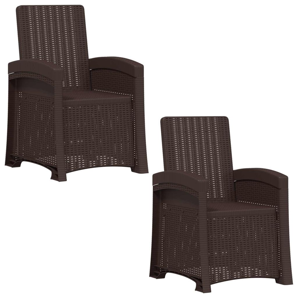 vidaXL Liegesessel Garten Rattan-Optik 2 pcs Braun PP