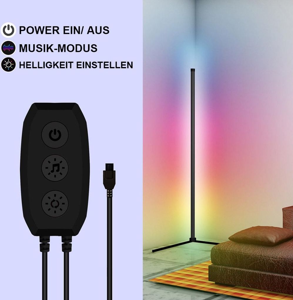 LED Stehlampe Stehleuchte RGB Dimmbar Atmosphäre Lampe Produktbild 11