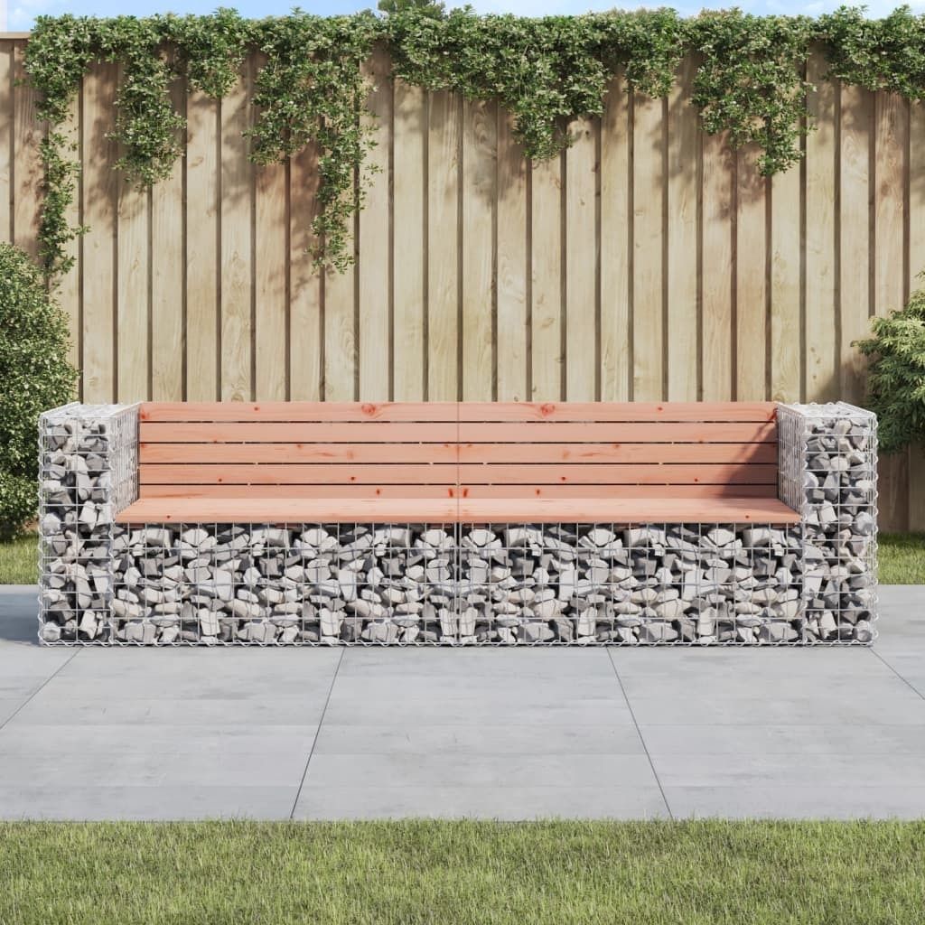 "2026 Promotion" Gartenbank/Parkbank, bis 150Kg, aus Gabionen 244x71x65,5 cm Massivholz Douglasie - Gartenbänke CC10325