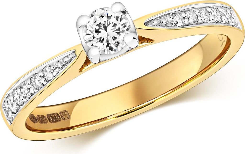 Funkelndes Feuer 9 Karat (375) Gold Damen - Diamant Solitärring Brillant-Schliff 0.32 Karat H - I1, 50 (15.9); TRS320839KYRSK