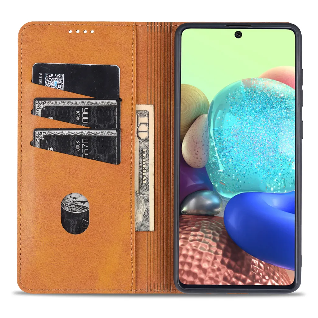 Custodia Samsung A72 Anti-Urto Marrone Pelle Portafoglio Robusta - 5