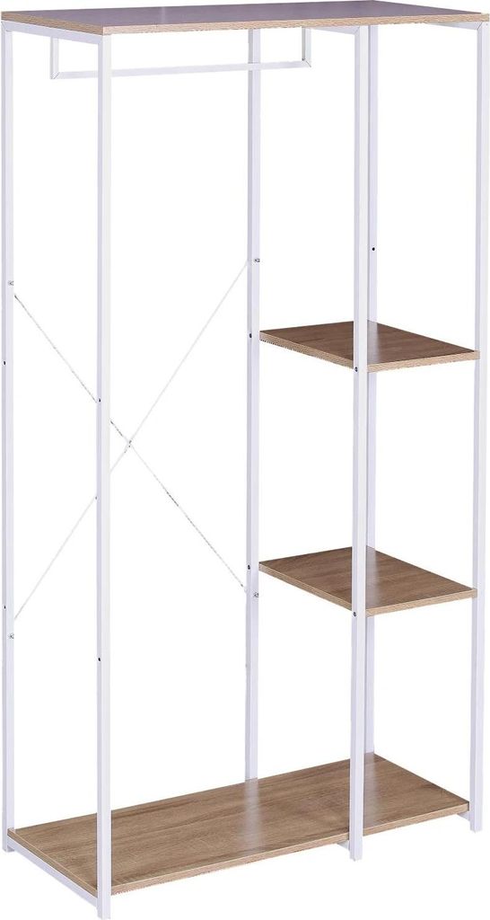 Kleiderständer - Freistehender Garderobenständer - Mit Schuhablage - Mit Ablagefächern - Modernes Design - Kiefernholz - Für Schlafzimmer & Woh...