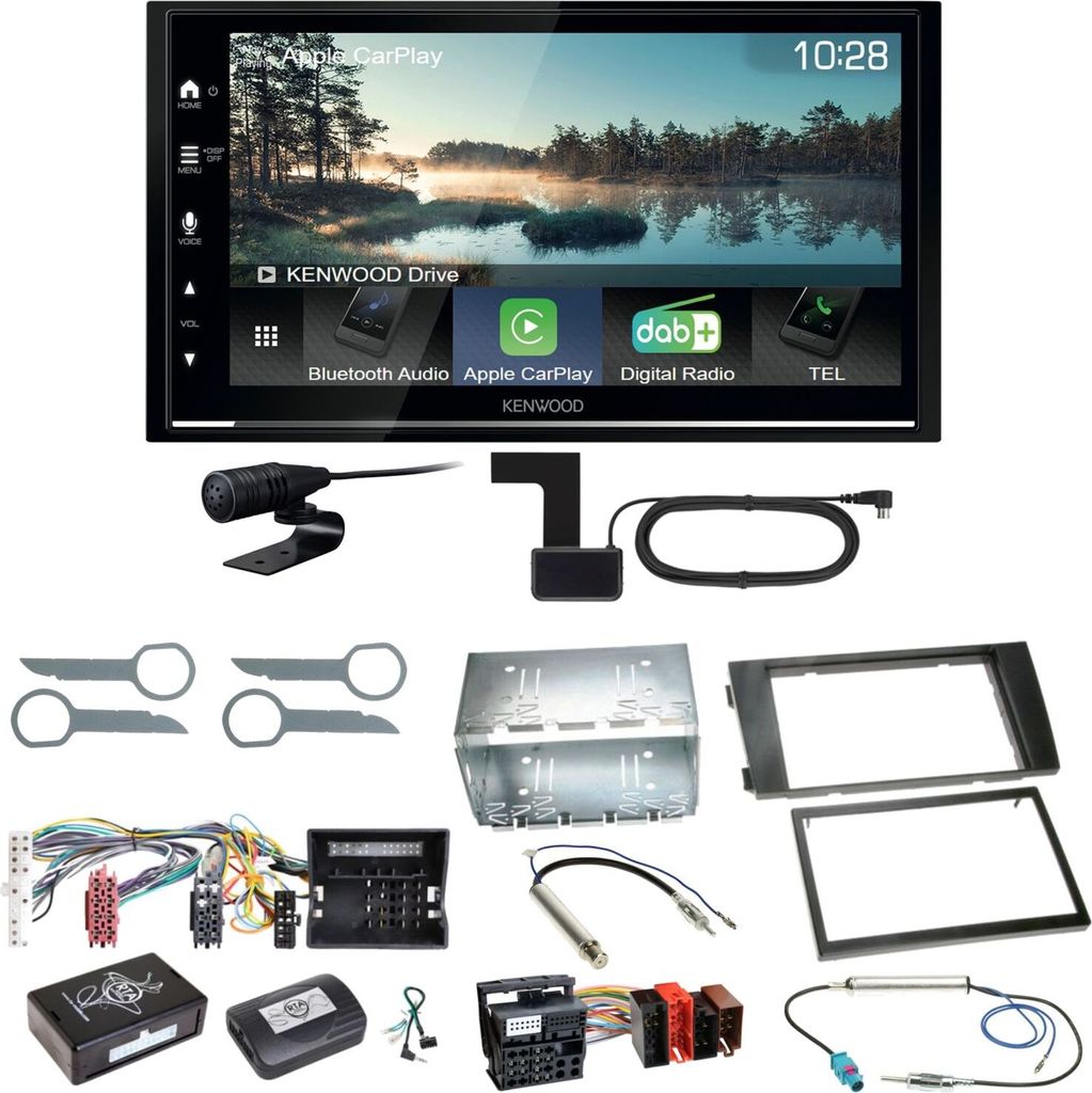 Kenwood DMX7722DABS Android Auto CarPlay Einbauset für Audi A6 4B Facelift