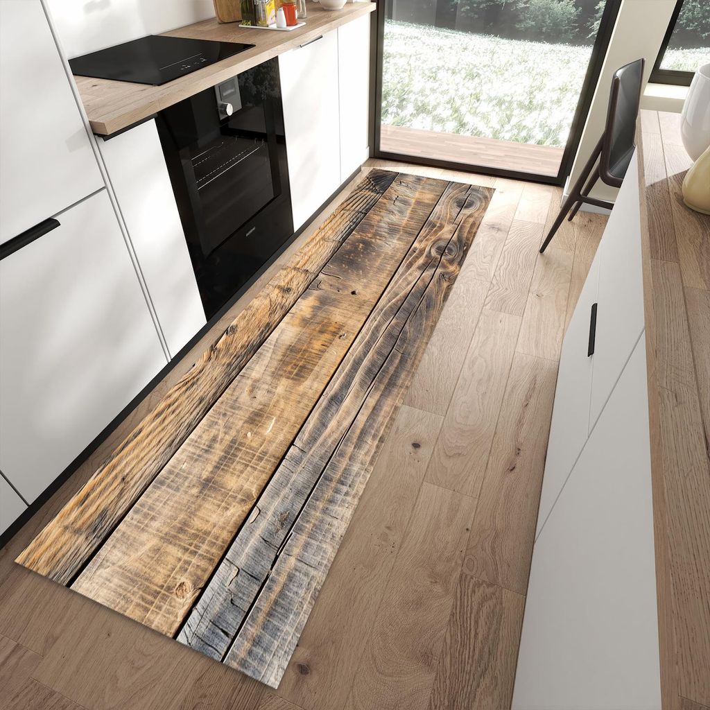 Küchenteppich 80x280cm rutschfest & abwischbar PVC Läufer - Sanfte Holzmaserung