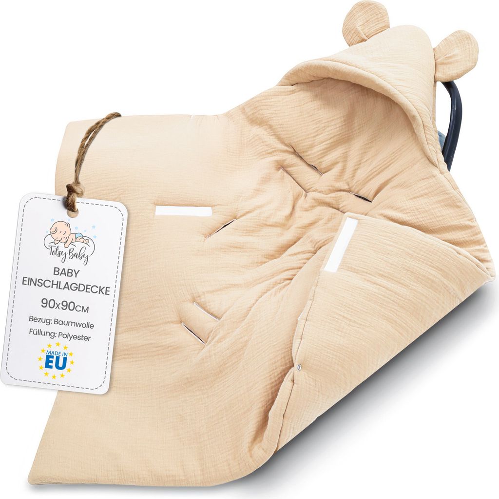Einschlagdecke Babyschale Baby Decke Musselin 90x90 cm - Winterschlafsack Blanket Fußsack Kinderwagen Zubehör für Neugeborenen und Kleinkinder W...