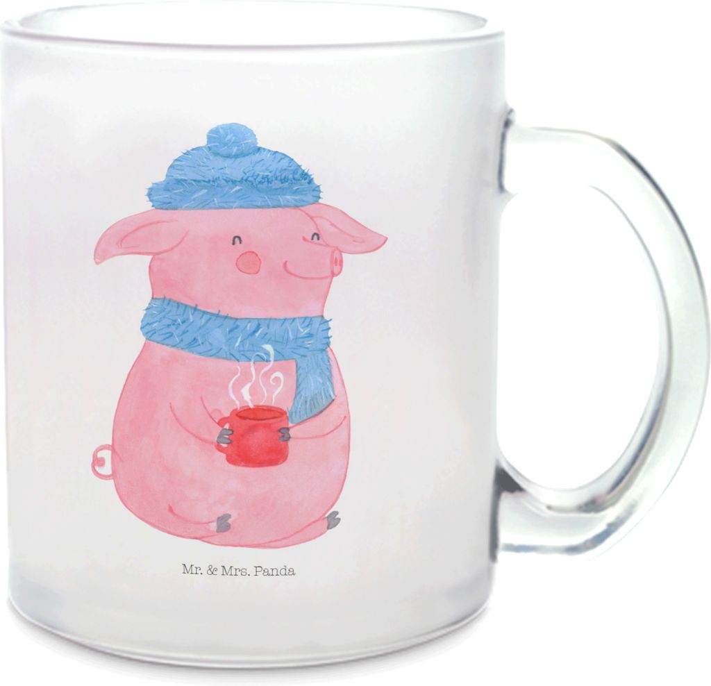 Mr. & Mrs. Panda Tee Tasse Schwein Glühwein - Transparent - Geschenk, Haferl, Weihnachtsmarkt, Teetasse, Punsch, Teeglas, Glühschwein, Trinkglas,...