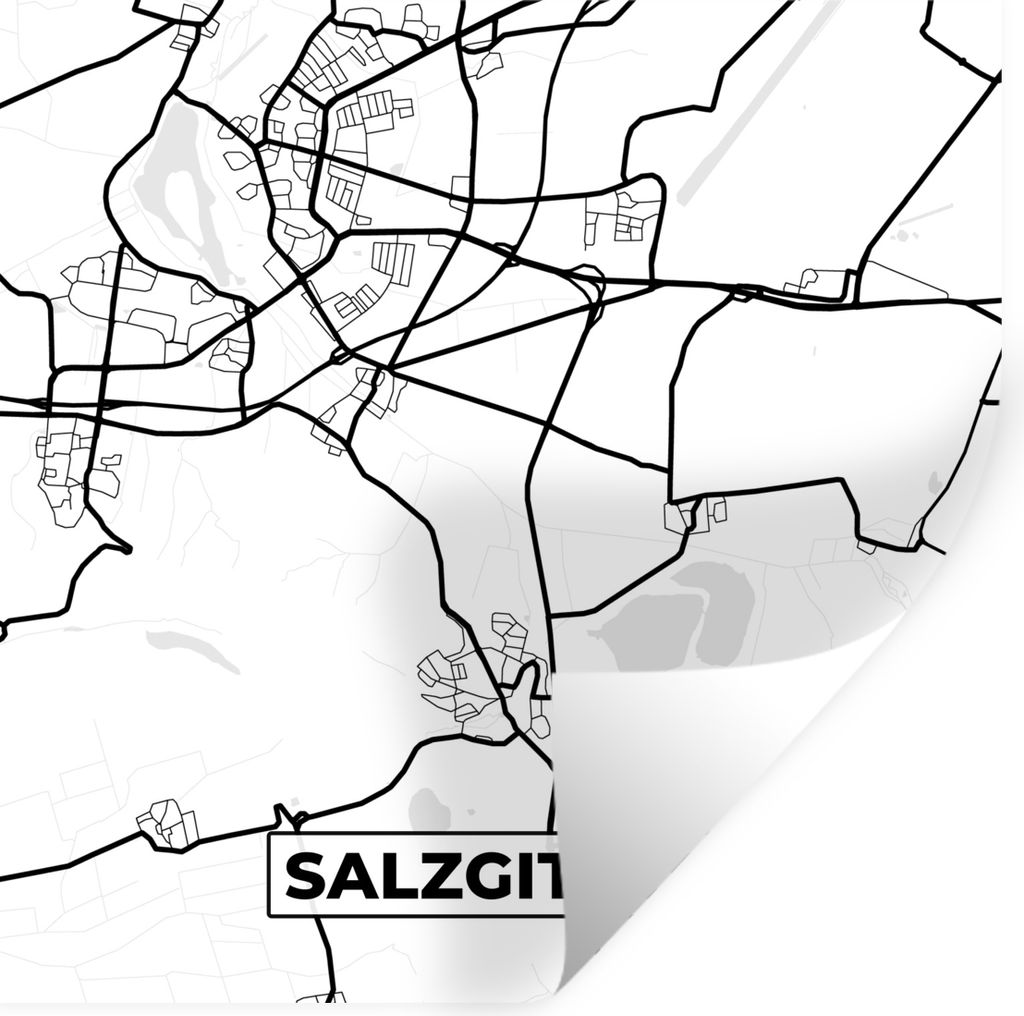 MuchoWow Wandtattoo Wandsticker Wandaufkleber Karte - Salzgitter - Karte - Stadtplan 100x100 cm Selbstklebend und Repositionierbar - Wierderverwe...