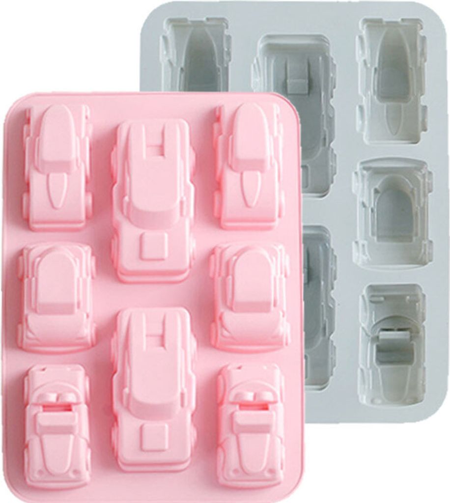 2 STÜCKE Silikonform Backform 8-fach Reines Silikon 3D Auto Form Antihaft Reines Silikon Seifenform Für Kuchen Seife Gelee Pudding Schokolade Backen