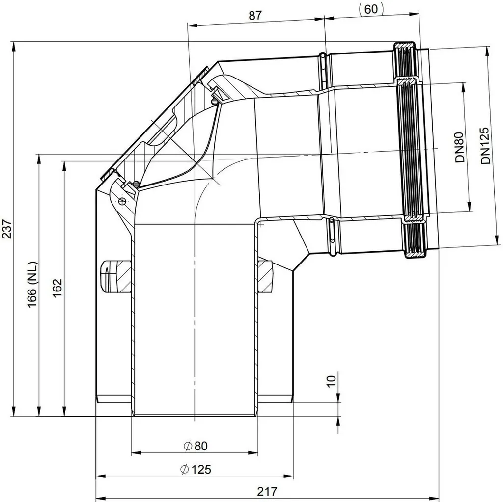 Coude de contrôle Atec PolyClassic 87° DN 80/125 concentrique PPs