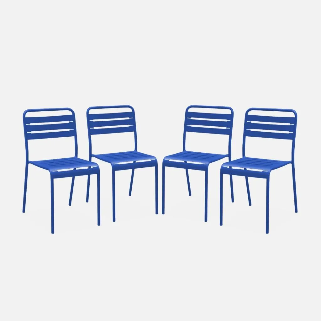 Set 4 Sedie Blu Elettrico per Giardino: Atmosfera e Stile Outdoor