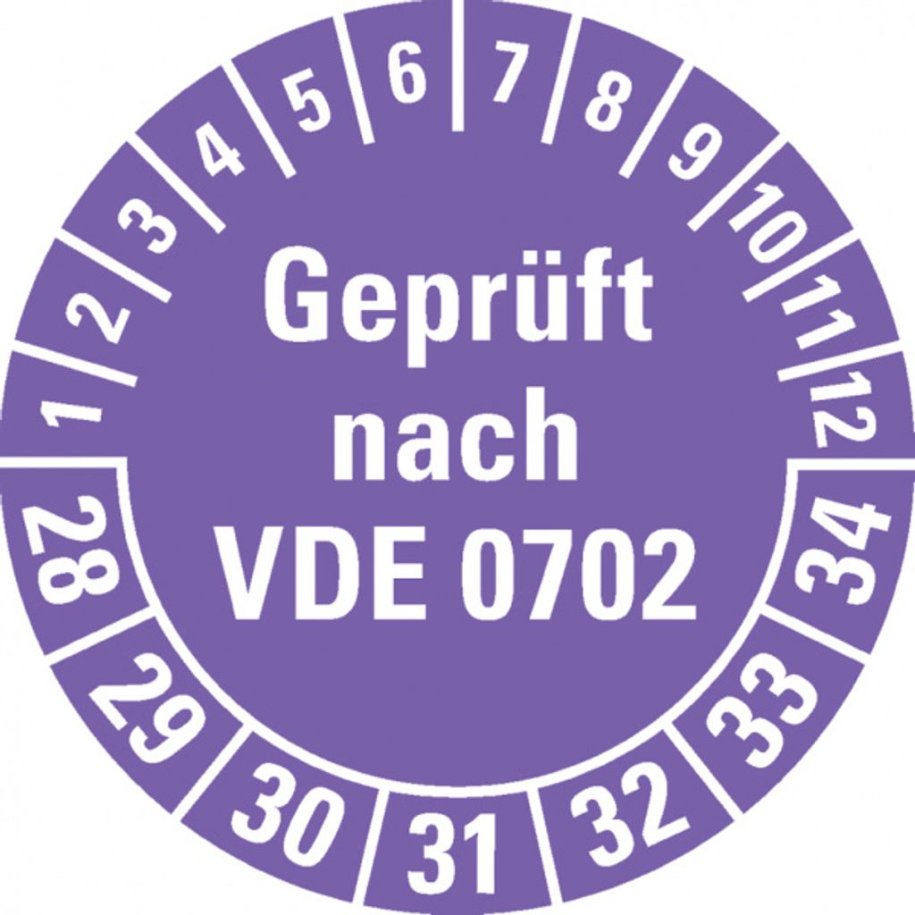 Dreifke Prüfplakette nach VDE 0702 28-34, violett, Dokumentenfolie, ...