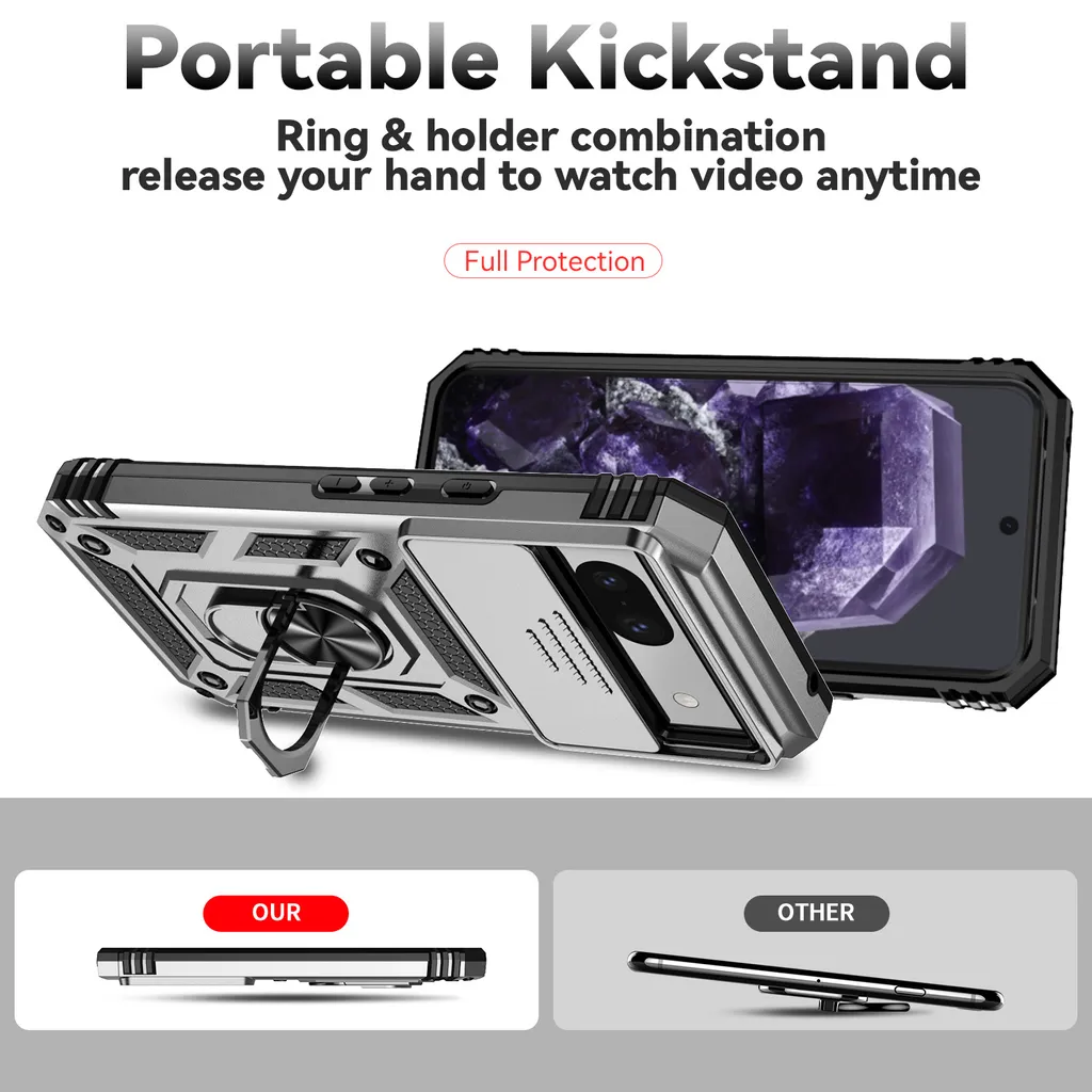 Custodia Rugged Pixel 8A Argento: Doppio Strato e Slider Camera Manuale - 5