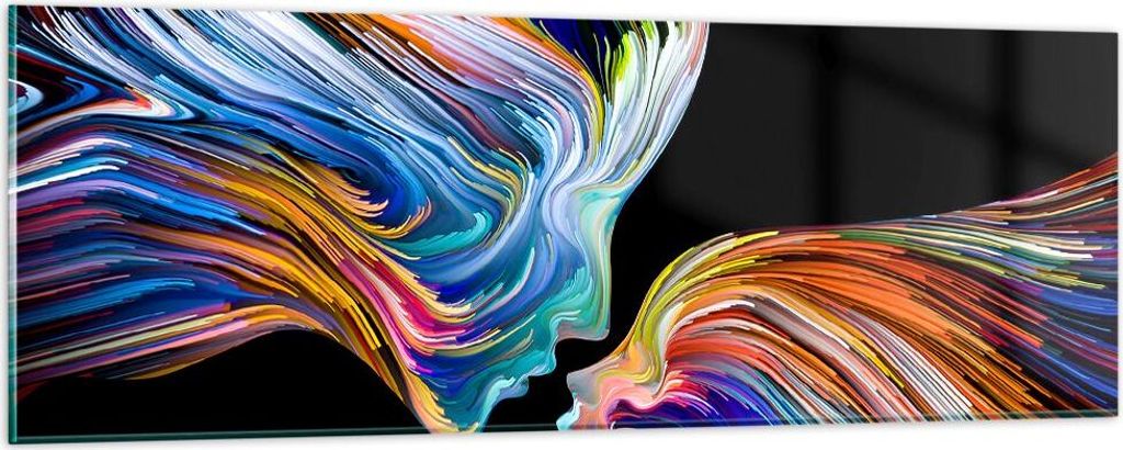 Bilder auf glas - Abstraktion modern - 90x30cm - Glasbilder - Wandbilder - Kunstdruck - zum Aufhängen bereit - Wanddekoration aus Glas - Glas Bild...