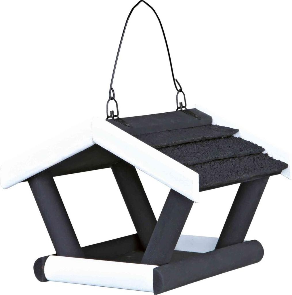 TRIXIE Hängendes Vogelfutterhaus - schwarz/weiß - 17 × 19 × 14 cm