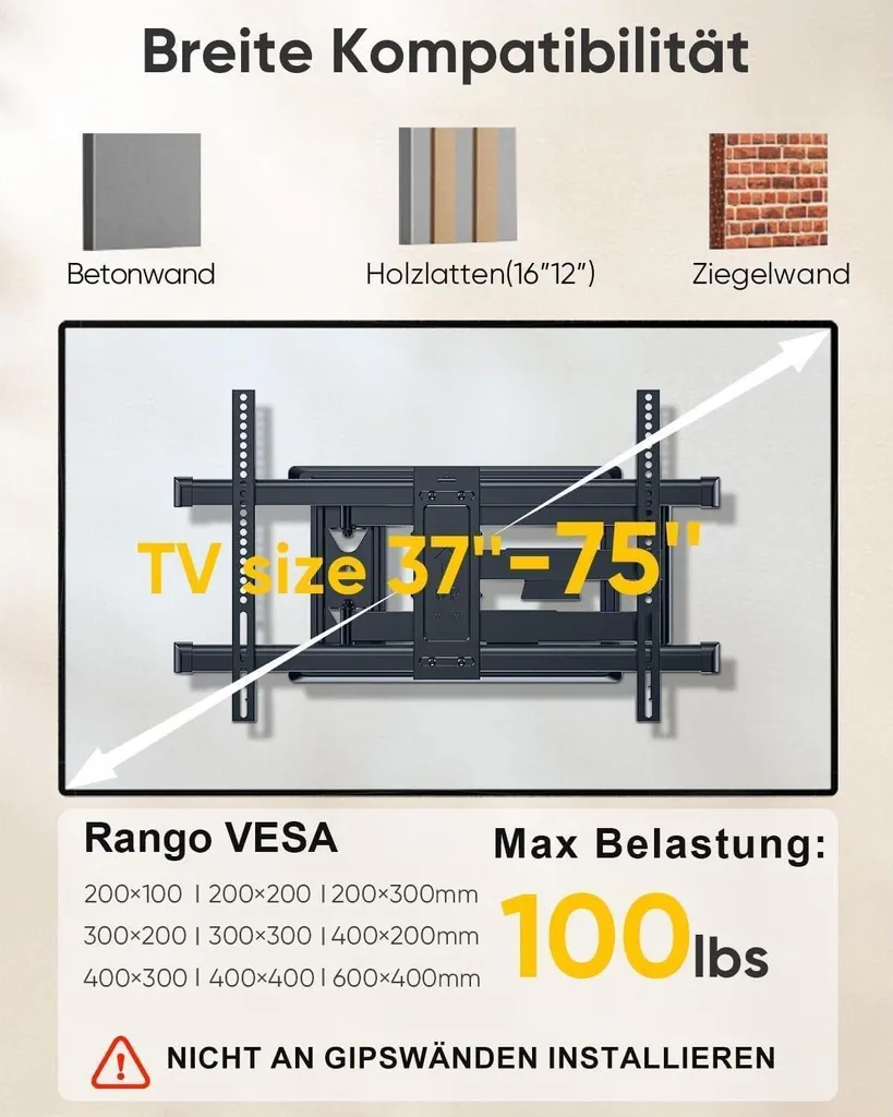 Support TV mural bras long 765mm : évitez les reflets sur votre écran 75" - 2