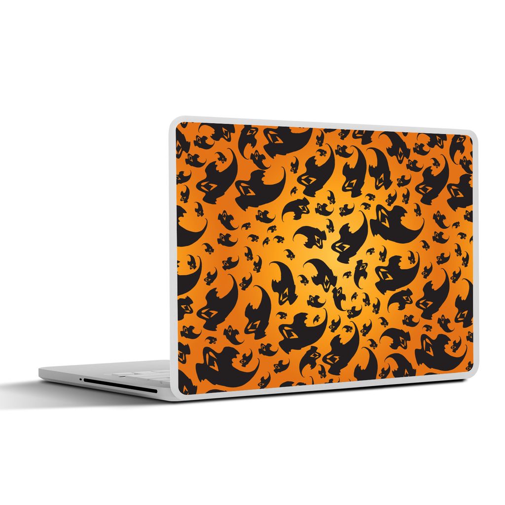 MuchoWow Laptop Aufkleber Sticker Cover Halloween - Orange - Muster 31x22.5 cm - Laptop-Deko